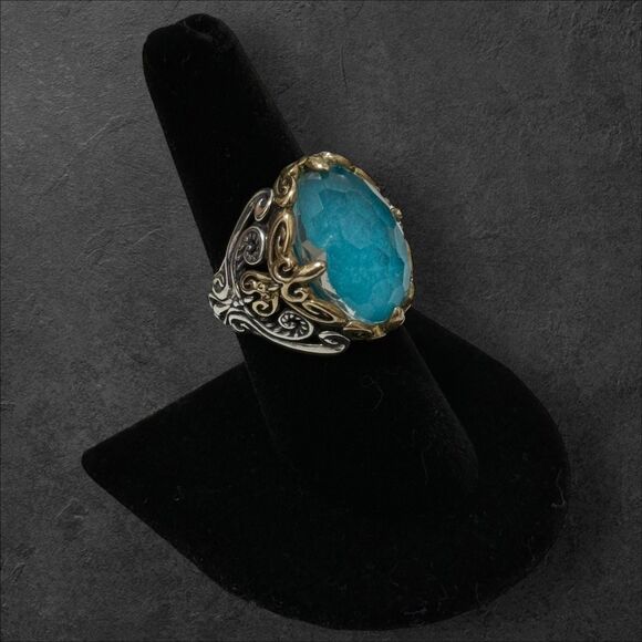 Carolyn Pollack Relios Size 8 Sterling & Brass Statement Ring - Picture 1 of 5